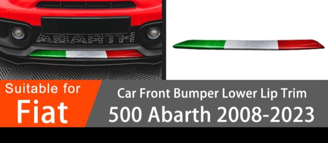 For FIAT 500 ABARTH 595 695 Italian italy flag Tri Colour Carbon Fibre Front bumper Cover Lower Lip Splitter