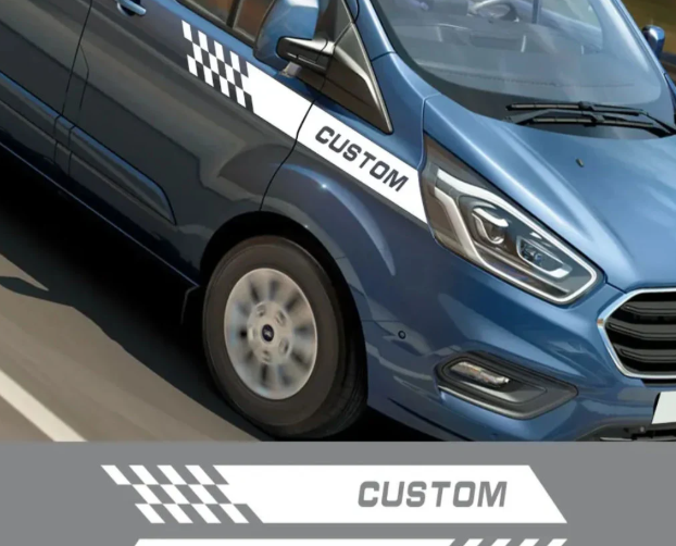 For FORD TRANSIT CUSTOM Front Side Wing Stickers Vinyl Graphics Stripes decals sport
