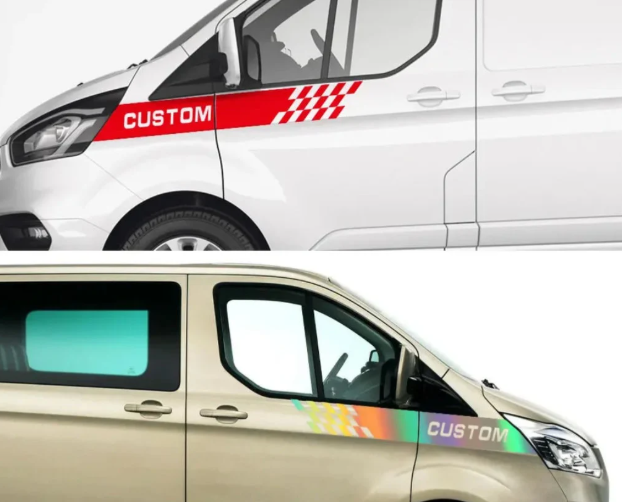 For FORD TRANSIT CUSTOM Front Side Wing Stickers Vinyl Graphics Stripes decals sport