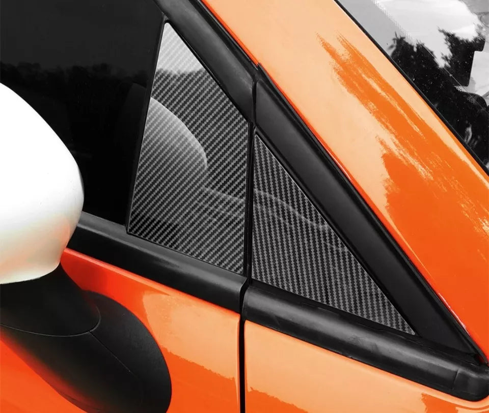 For FIAT 500 ABARTH 595 Window B Pillars Carbon Fibre Pattern Gloss Stickers