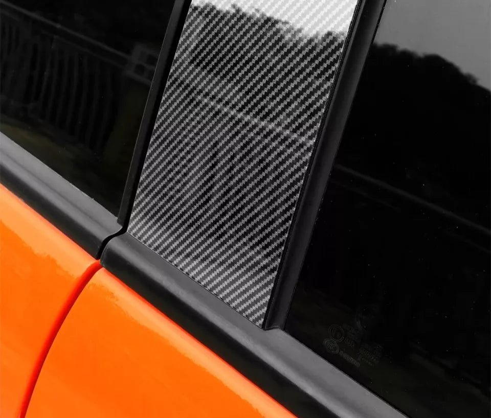 For FIAT 500 ABARTH 595 Window B Pillars Carbon Fibre Pattern Gloss Stickers