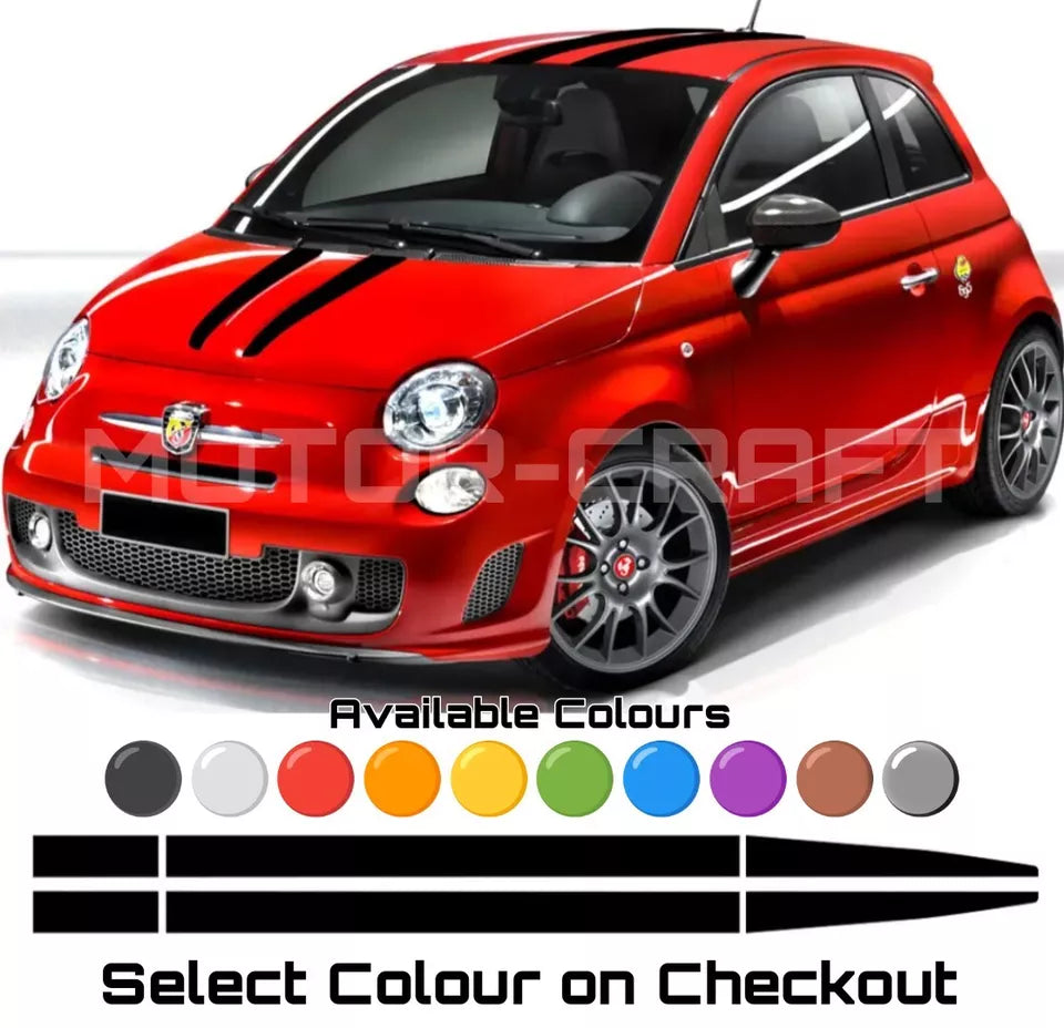 For FIAT 500 ABARTH 595 695 Bonnet Roof Stripes Stickers Vinyl Sport Decals Set