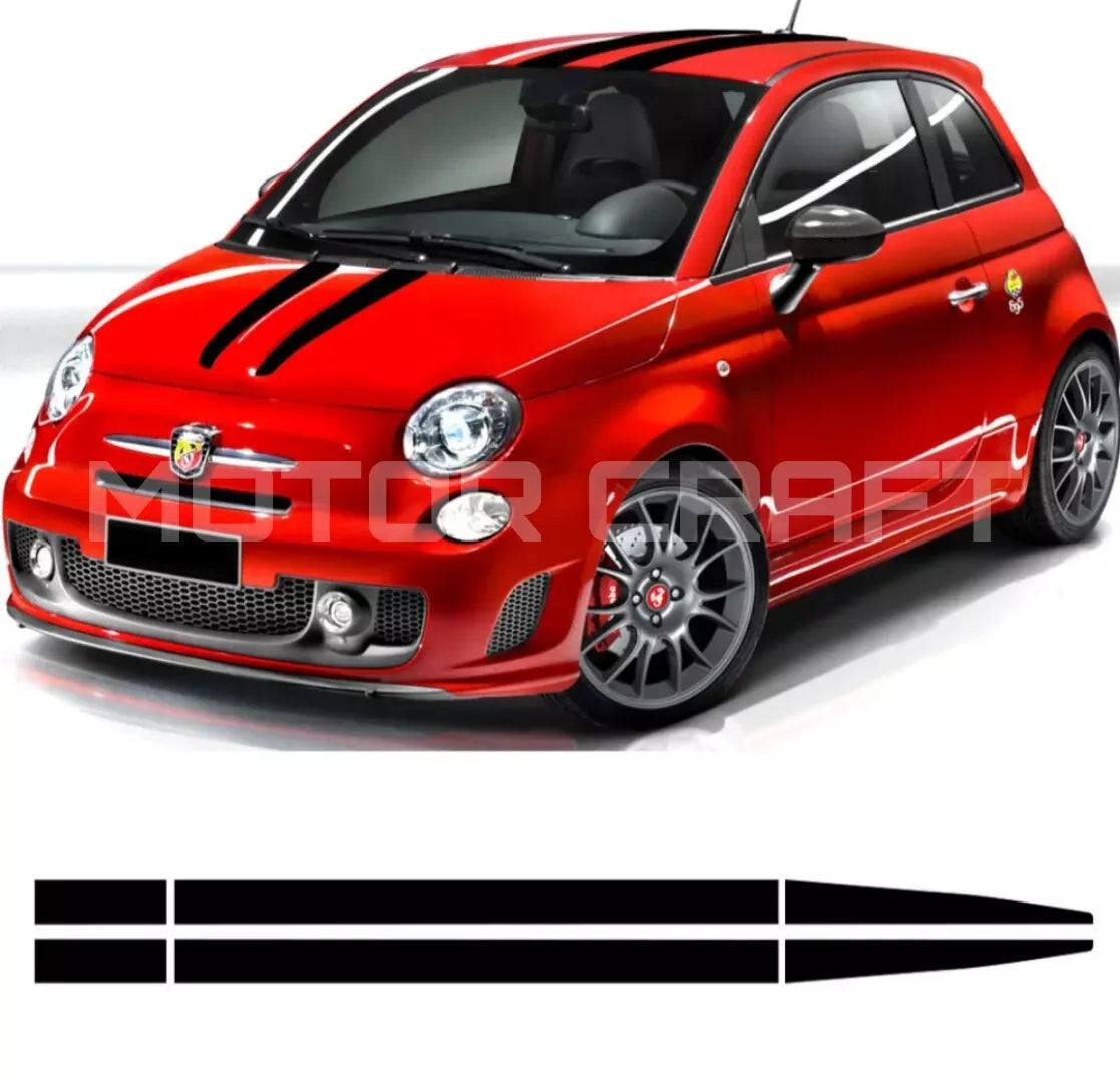 For FIAT 500 ABARTH 595 695 Bonnet Roof Stripes Stickers Vinyl Sport Decals Set