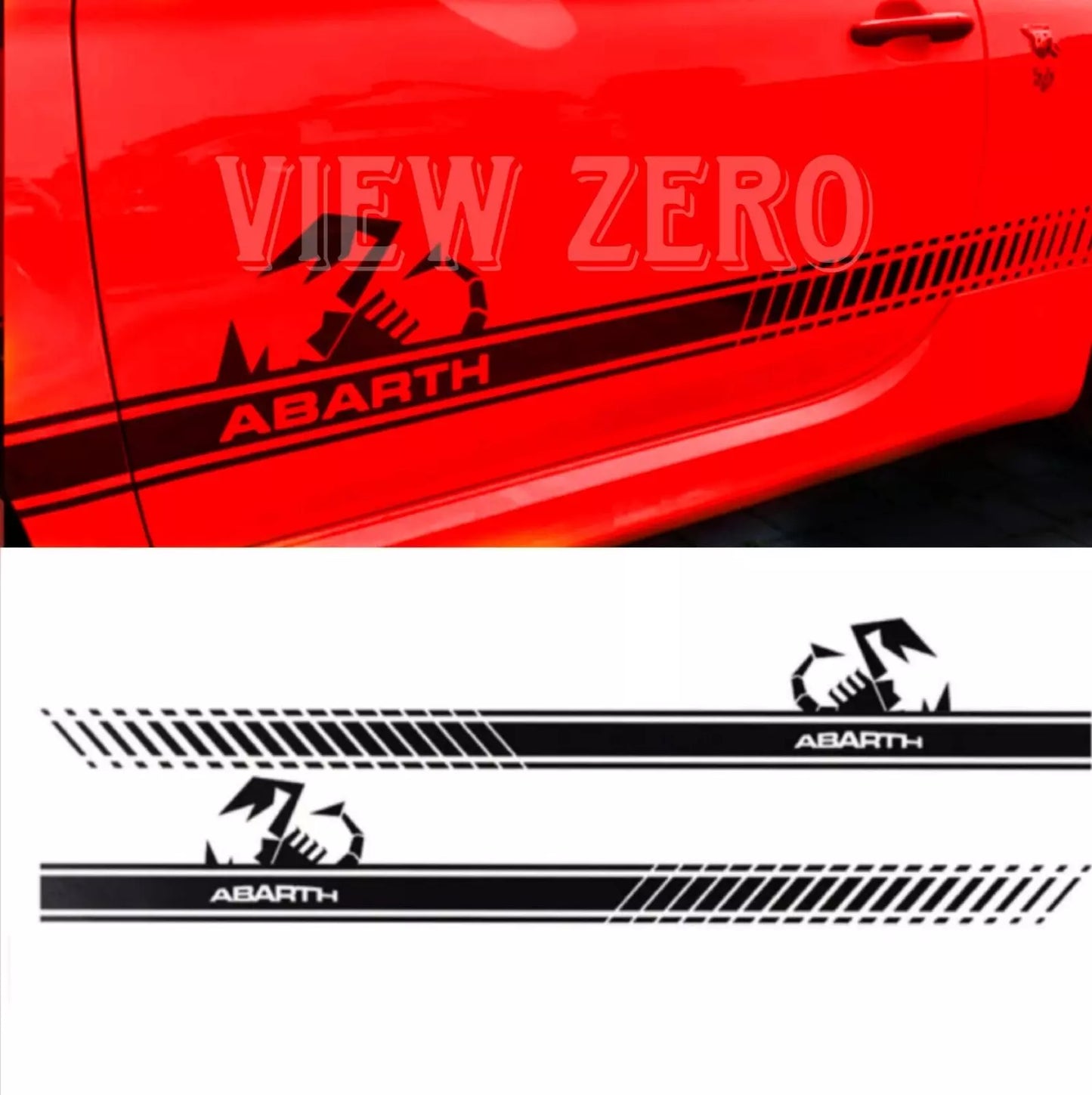 For FIAT 500 ABARTH Side Stripes Stickers Scorpion Vinyl Racing Graphics Decals