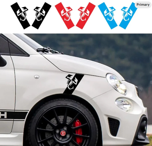 For FIAT 500 ABARTH 595 695 BONNET STRIPE STICKER SCORPION VINYL DECAL SPORT (Copy)