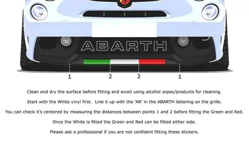 For FIAT 500 ABARTH 595 695 Italian italy flag Tri Colour Carbon Fibre Front bumper Cover sticker Lower Lip
