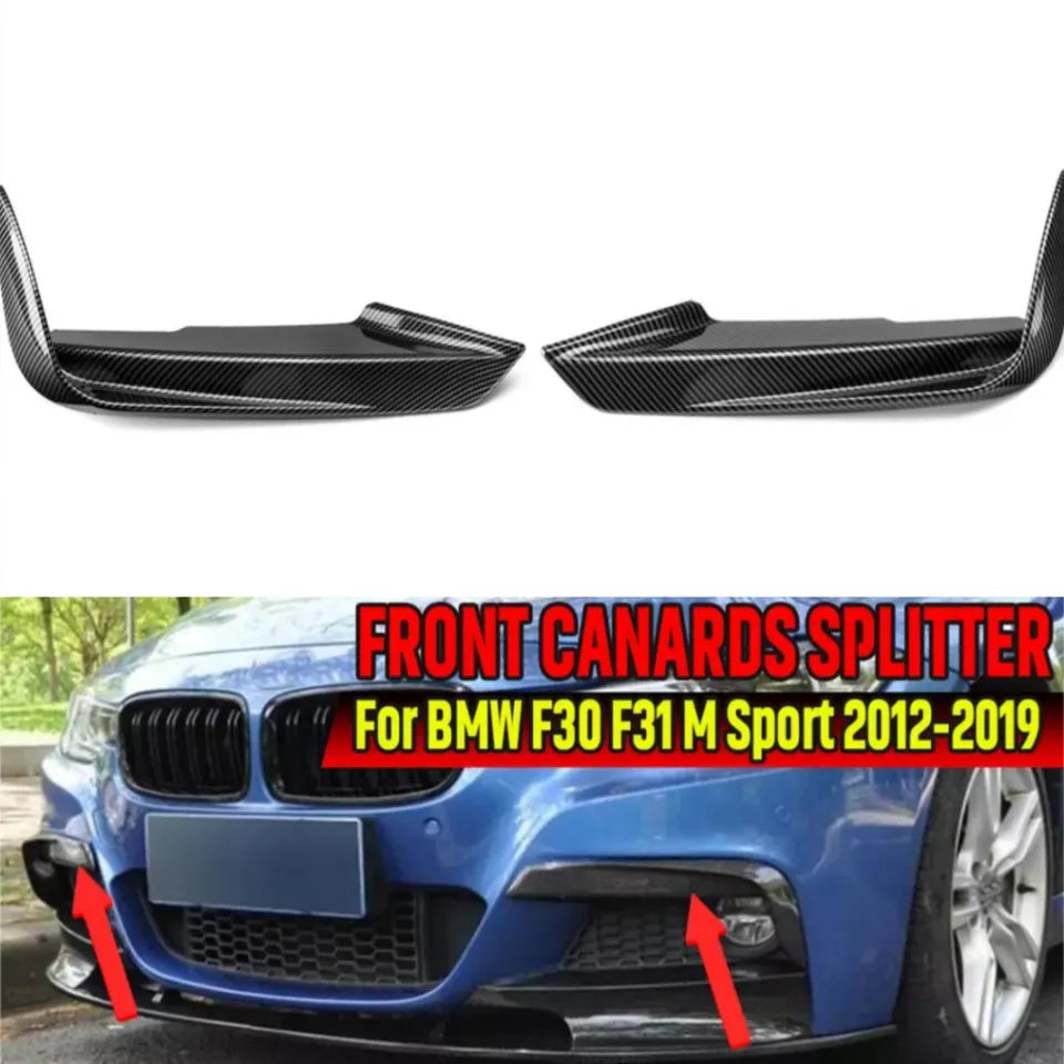 For BMW 3 SERIES F30 F31 Fog Light Canards Lip Splitters Carbon Effect Sport