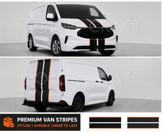 For FORD TRANSITCUSTOM 2023-On BONNET & REAR BARN DOOR STRIPES DECALS VINYL STICKERS