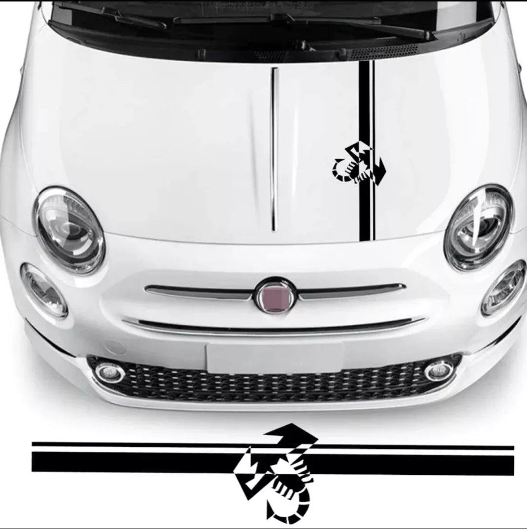 For FIAT 500 ABARTH 595 695 BONNET STRIPE STICKER SCORPION VINYL DECAL SPORT