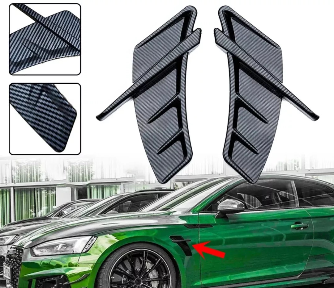 For AUDI A3 A4 A5 A6 S RS Side Fender Vent Trim GLOSS Carbon Effect Sport